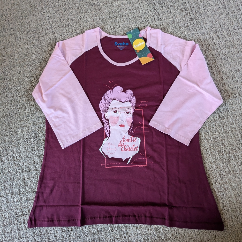 Women's Long Sleeve Tee - Pink and Burgundy